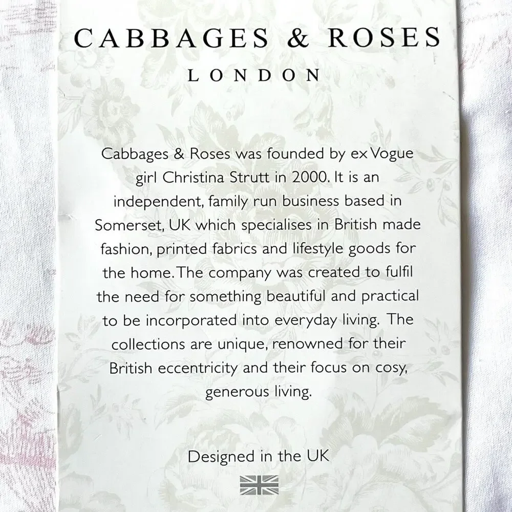 NEW Cabbages & Roses London Country Toile Cotton Duvet Set- Rose Pink, King Size